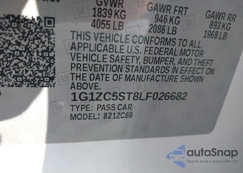 2020 Chevrolet Malibu Fwd 1Fl from USA, damaged, VIN 1G1ZC5ST8LF026682